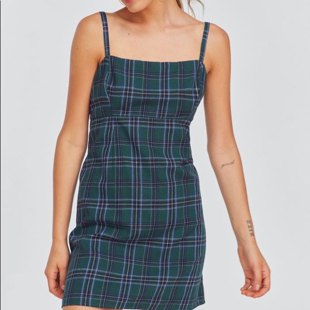 Green Plaid Urban Outfitters Mini Dress